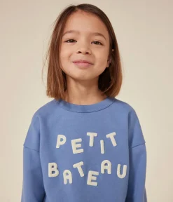 Petit Bateau Sweatshirts, Pullover, Cardigans|Sweatshirts, Pullover, Cardigans*Kinder-Sweatshirt aus Molton für Mädchen und Jungen blau BEACH