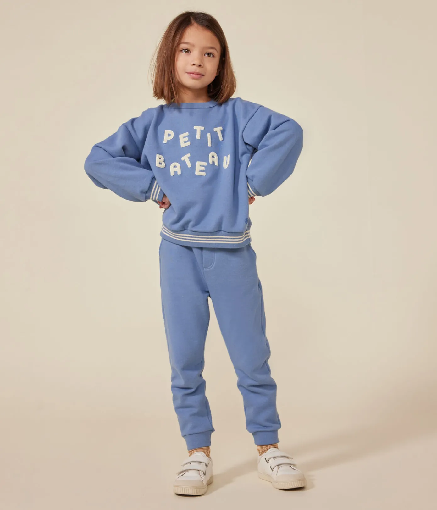 Petit Bateau Sweatshirts, Pullover, Cardigans|Sweatshirts, Pullover, Cardigans*Kinder-Sweatshirt aus Molton für Mädchen und Jungen blau BEACH