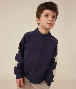 Petit Bateau Sweatshirts, Pullover, Cardigans*Kinder-Sweatshirt aus warmem Molton für Jungen blau SMOKING