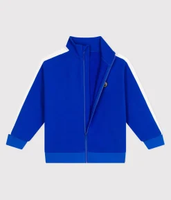 Petit Bateau Sweatshirts, Pullover, Cardigans*Kinder-Sweatshirt mit Reißverschluss und Stehkragen aus einfarbiger Baumwolle blau PERSE