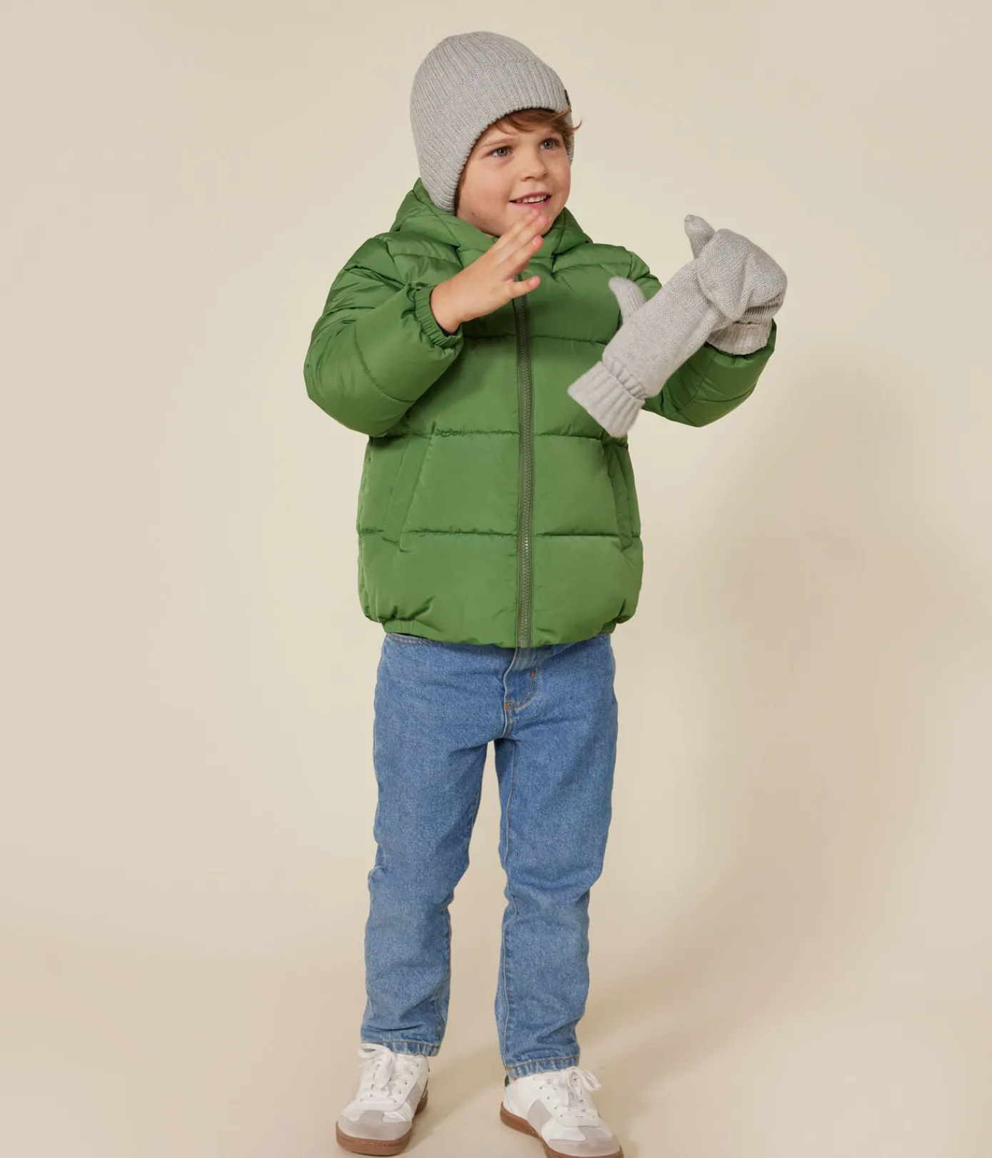 Petit Bateau Mäntel, Jacken, Regenjacken*Kinder-Winterjacke für Mädchen und Jungen grün PALMERAIE