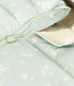 Petit Bateau Mäntel, Jacken, Regenjacken*Kinder-Winterjacke mit einrollbarer Kapuze für Mädchen grün HERBIER/weiss MULTICO