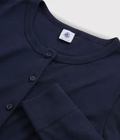 Petit Bateau Homewear|Streifenshirts, Pullover, Cardigans*Klassischer Baumwoll-Cardigan für Damen blau SMOKING