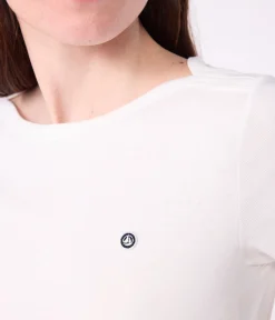 Petit Bateau Alle T-Shirts|Das Ikonische (Slim)*Kultiges Damen-T-Shirt mit Admiralskragen aus Baumwolle weiss ECUME
