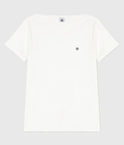 Petit Bateau Alle T-Shirts|Das Ikonische (Slim)*Kultiges Damen-T-Shirt mit Admiralskragen aus Baumwolle weiss ECUME