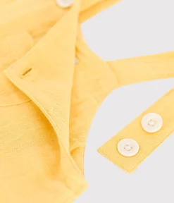 Petit Bateau Sets, Overalls & Latzhosen*Kurzbeinige Baby-Latzhose aus einfarbigem Musselin-Stoff gelb ORGE