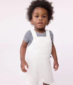 Petit Bateau Sets, Overalls & Latzhosen*Kurzbeinige Baby-Latzhose aus einfarbiger Baumwolle weiss ECUME
