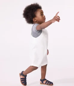 Petit Bateau Sets, Overalls & Latzhosen*Kurzbeinige Baby-Latzhose aus einfarbiger Baumwolle weiss ECUME