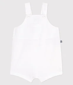 Petit Bateau Sets, Overalls & Latzhosen*Kurzbeinige Baby-Latzhose aus einfarbiger Baumwolle weiss ECUME