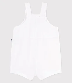 Petit Bateau Sets, Overalls & Latzhosen*Kurzbeinige Baby-Latzhose aus einfarbiger Baumwolle weiss ECUME