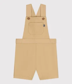 Petit Bateau Sets, Overalls & Latzhosen*Kurze Baby-Latzhose aus Serge beige FACILE