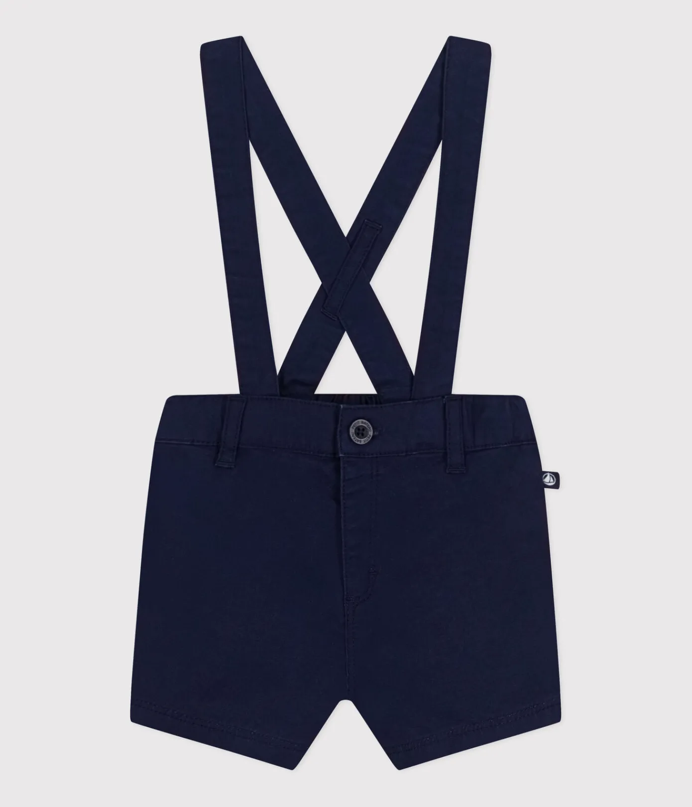 Petit Bateau Sets, Overalls & Latzhosen*Kurze Baby-Latzhose aus Serge blau MEDIEVAL