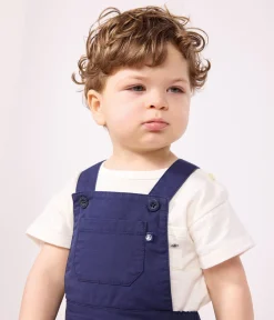 Petit Bateau Sets, Overalls & Latzhosen*Kurze Baby-Latzhose aus Serge blau MEDIEVAL