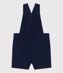 Petit Bateau Sets, Overalls & Latzhosen*Kurze Baby-Latzhose aus Serge blau MEDIEVAL