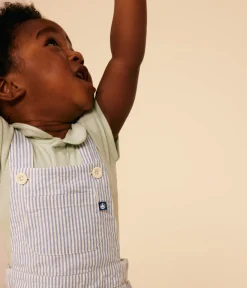 Petit Bateau Sets, Overalls & Latzhosen*Kurze Baby-Latzhose aus Seersucker GAULOISE/ MARSHMALLOW