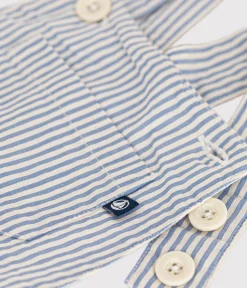 Petit Bateau Sets, Overalls & Latzhosen*Kurze Baby-Latzhose aus Seersucker GAULOISE/ MARSHMALLOW