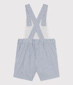 Petit Bateau Sets, Overalls & Latzhosen*Kurze Baby-Latzhose aus Seersucker GAULOISE/ MARSHMALLOW