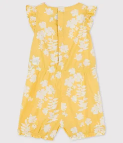Petit Bateau Schlafanzüge, Strampler|Sets, Overalls & Latzhosen*Kurzer Baby-Einteiler aus Popeline mit Hawaii-Print gelb ORGE/weiss MARSHMALLOW