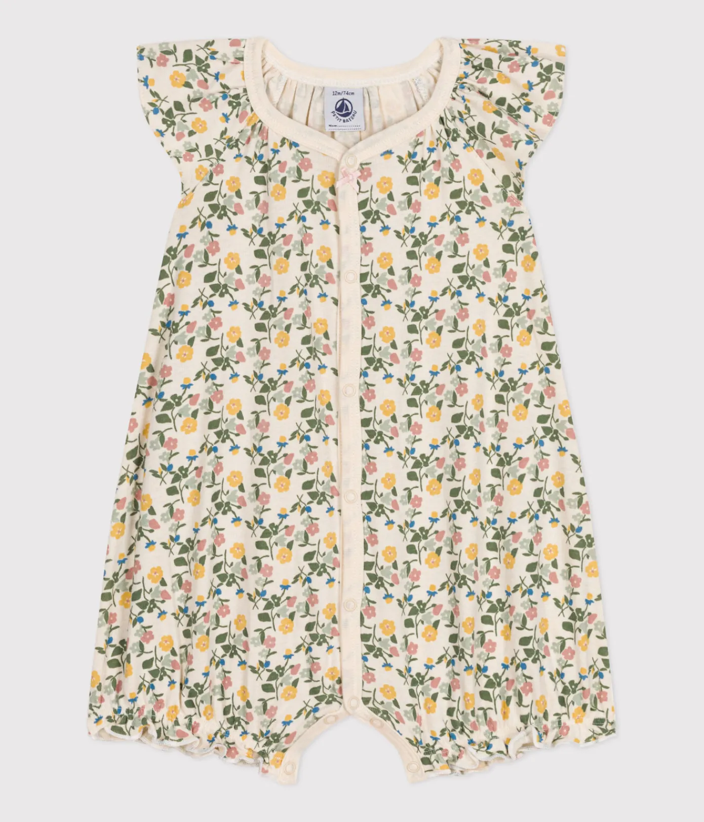 Petit Bateau Schlafanzüge, Strampler|Sets, Overalls & Latzhosen*Kurzer Baby-Overall aus Baumwolle mit Blumenmotiv weiss AVALANCHE/ MULTICO