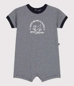 Petit Bateau Sets, Overalls & Latzhosen*Kurzer Baby-Overall aus Jersey blau SMOKING/weiss MARSHMALLOW