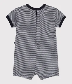 Petit Bateau Sets, Overalls & Latzhosen*Kurzer Baby-Overall aus Jersey blau SMOKING/weiss MARSHMALLOW