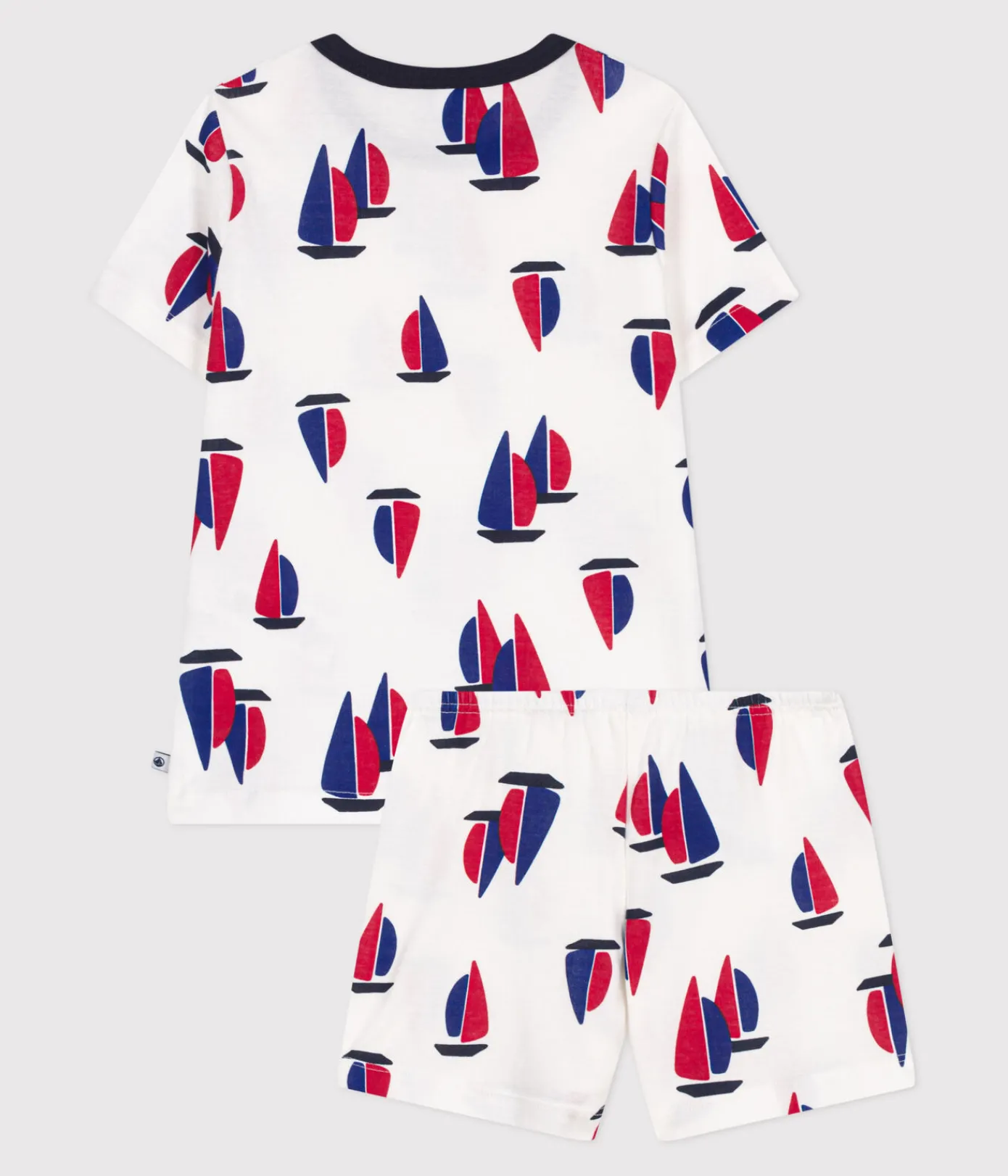 Petit Bateau Schlafanzüge, Pyjamas|Schlafanzüge, Nachthemden*Kurzer Kinderpyjama aus Baumwolle mit Bootsdruck weiss MARSHMALLOW/weiss MULTICO