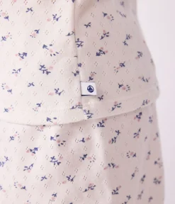 Petit Bateau Schlafanzüge, Nachthemden*Kurzer Kinder-Pyjama aus Baumwolle mit Lochstickerei im Blumenmuster weiss MARSHMALLOW/weiss MULTICO