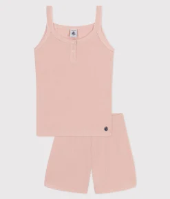 Petit Bateau Schlafanzüge, Nachthemden*Kurzer Kinderpyjama mit unifarbenem Tanktop aus Baumwolle und Lyocell rosa SALINE