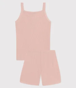Petit Bateau Schlafanzüge, Nachthemden*Kurzer Kinderpyjama mit unifarbenem Tanktop aus Baumwolle und Lyocell rosa SALINE