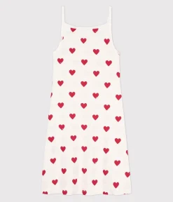 Petit Bateau Homewear|Schlafanzüge, Nachthemden*Kurzes Nachthemd aus Baumwolle für Damen weiss MARSHMALLOW/ROT TERKUIT