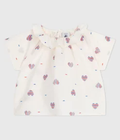 Petit Bateau T-Shirts, Oberteile*Kurzärmelige Baby-Bluse aus Baumwolle mit Herzmotiv weiss AVALANCHE/ MULTICO