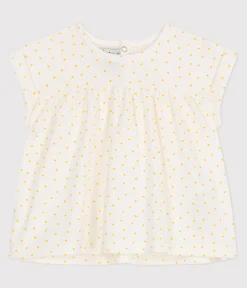 Petit Bateau T-Shirts, Oberteile*Kurzärmelige Baby-Bluse aus Baumwolle mit kleinen Herzen weiss MARSHMALLOW/ ORGE