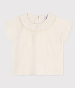 Petit Bateau T-Shirts, Oberteile*Kurzärmelige Babybluse aus Musselin-Stoff weiss MARSHMALLOW