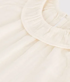 Petit Bateau T-Shirts, Oberteile*Kurzärmelige Babybluse aus Musselin-Stoff weiss MARSHMALLOW