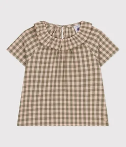 Petit Bateau T-Shirts, Oberteile*Kurzärmelige Baby-Bluse aus Seersucker MARECAGE/ SALINE
