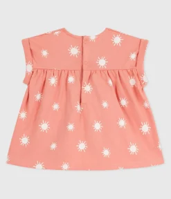 Petit Bateau T-Shirts, Oberteile*Kurzärmelige Baby-Bluse aus Baumwolle mit Sonnenmuster orange ABRICOT/ MARSHMALLOW