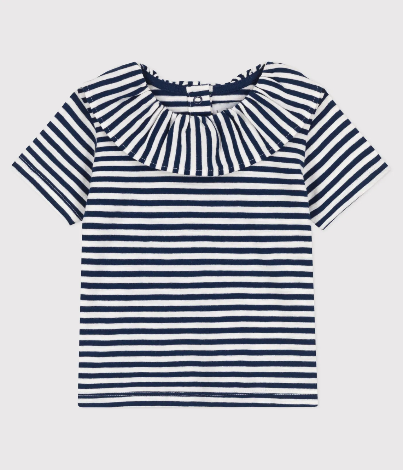 Petit Bateau T-Shirts, Oberteile*Kurzärmelige Babybluse aus gestreiftem geflammtem Jersey blau MEDIEVAL/weiss MARSHMALLOW