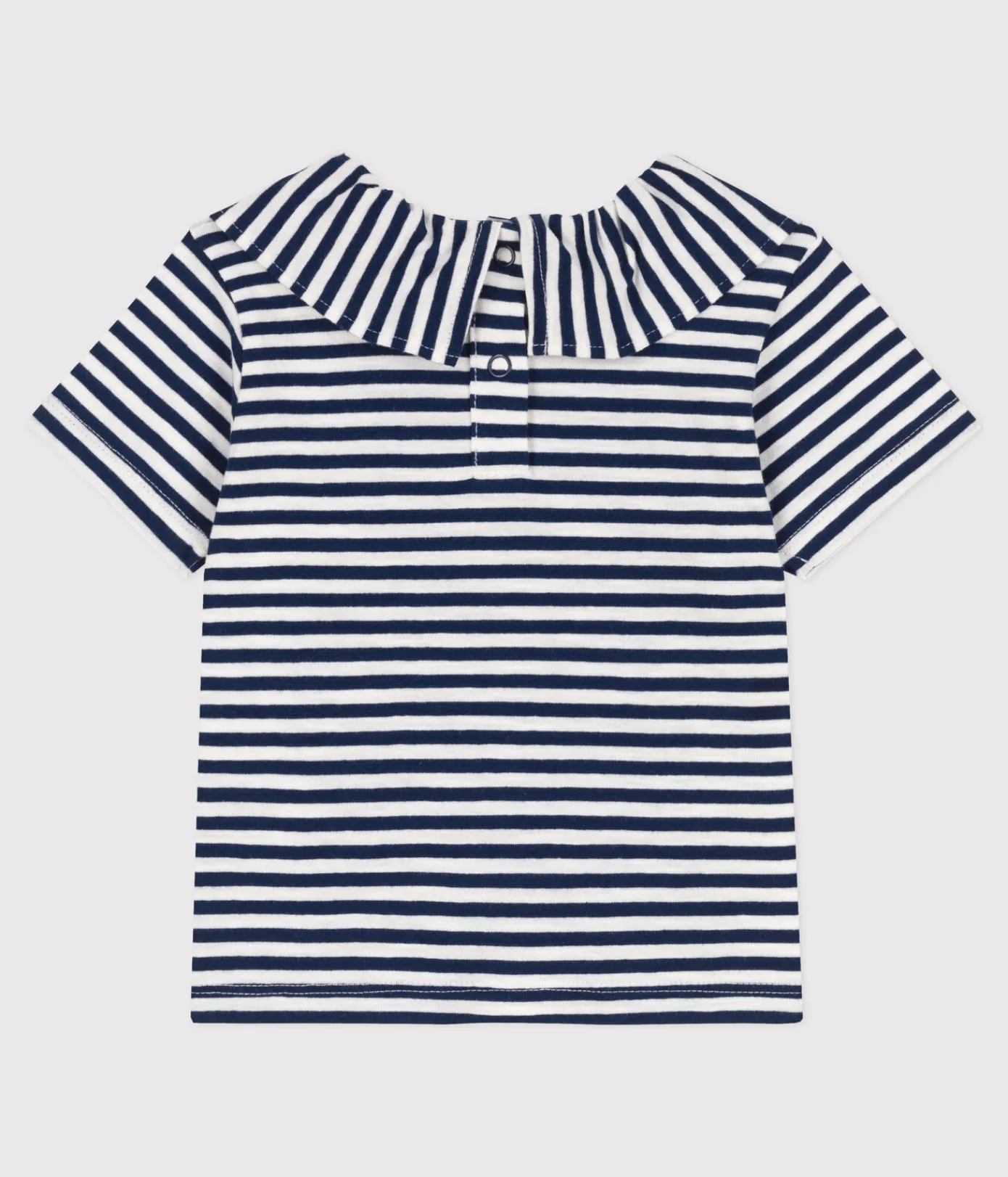 Petit Bateau T-Shirts, Oberteile*Kurzärmelige Babybluse aus gestreiftem geflammtem Jersey blau MEDIEVAL/weiss MARSHMALLOW