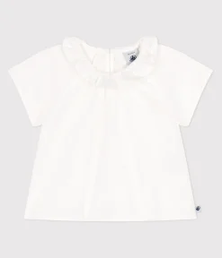 Petit Bateau T-Shirts, Oberteile*Kurzärmelige Baby-Bluse aus gestreiftem Seersucker weiss ECUME