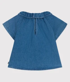 Petit Bateau T-Shirts, Oberteile*Kurzärmelige Baby-Bluse aus Jeansstoff blau DENIM CLAIR