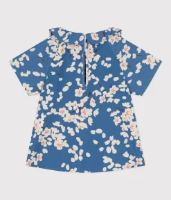 Petit Bateau T-Shirts, Oberteile*Kurzärmelige Baby-Bluse aus Popeline für Mädchen blau BEACH/ MULTICO