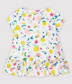 Petit Bateau T-Shirts, Oberteile*Kurzärmelige Baby-Bluse für Mädchen aus Popeline weiss MARSHMALLOW/weiss MULTICO