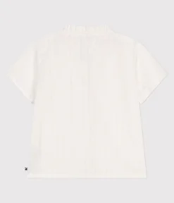 Petit Bateau T-Shirts, Tops, Oberteile*Kurzärmelige Kinder-Bluse aus einfarbiger Baumwolle weiss ECUME