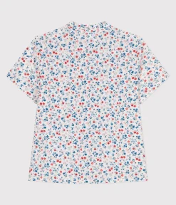 Petit Bateau T-Shirts, Tops, Oberteile*Kurzärmelige Kinder-Bluse aus Baumwolle mit Blumenmuster weiss MARSHMALLOW/weiss MULTICO