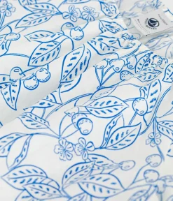 Petit Bateau T-Shirts, Tops, Oberteile*Kurzärmelige Kinder-Bluse mit Kirschmuster blau MARSHMALLOW/ PORCELANA