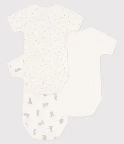 Petit Bateau Bodys|Newborn*Kurzärmelige Wickelbodys aus Baumwolle mit Häschenmotiv im 3er-Set variante 1