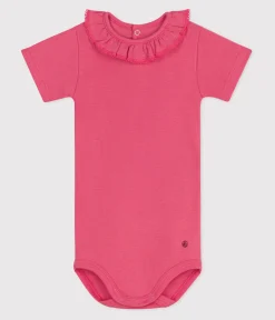Petit Bateau T-Shirts, Oberteile*Kurzärmeliger Baby-Body aus einfarbiger Baumwolle rosa PEONIA