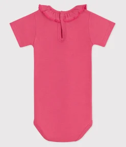 Petit Bateau T-Shirts, Oberteile*Kurzärmeliger Baby-Body aus einfarbiger Baumwolle rosa PEONIA