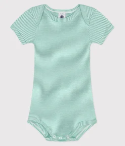 Petit Bateau Bodys*Kurzärmeliger Baby-Body aus Baumwolle mit Print grün ALOEVERA/weiss MARSHMALLOW