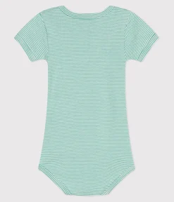 Petit Bateau Bodys*Kurzärmeliger Baby-Body aus Baumwolle mit Print grün ALOEVERA/weiss MARSHMALLOW